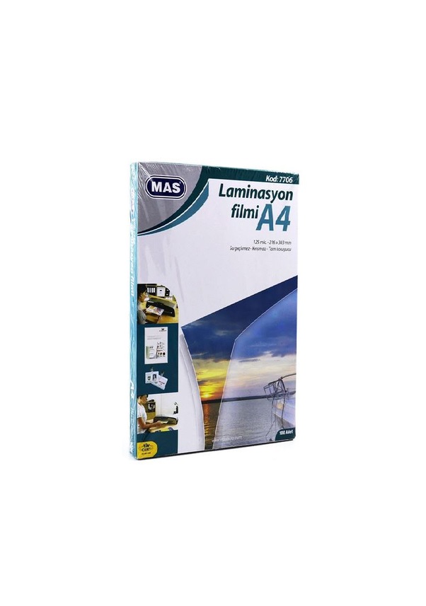 MAS 7706 A4 LAMİNASYON FİLMİ 125MİC 100LÜ